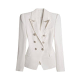 Primetime Looks-Notched collar Button Sequins Blazer