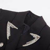 Primetime Looks-Notched collar Button Sequins Blazer