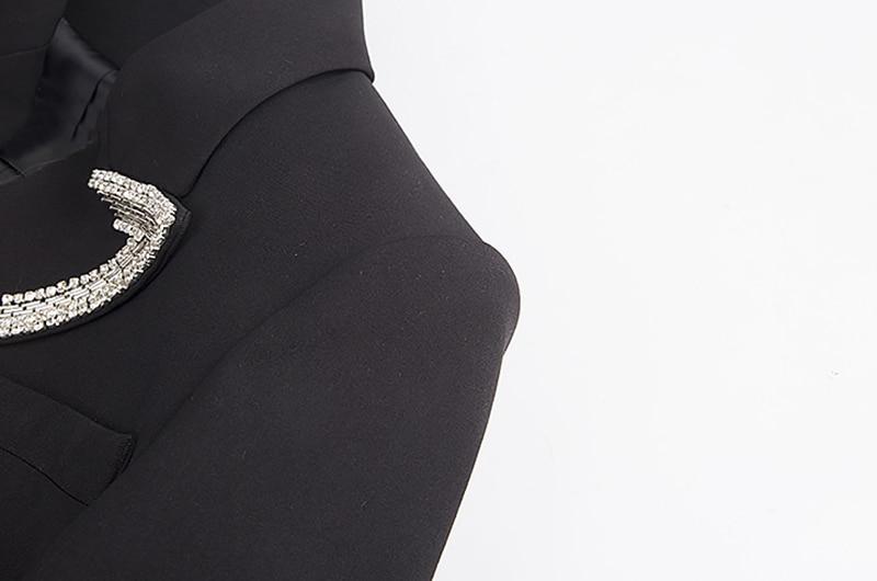 Primetime Looks-Notched collar Button Sequins Blazer