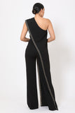 Primetime Looks-One-Shoulder Greek Pattern Jumpsuit in colors