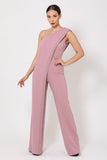 Primetime Looks-One-Shoulder Greek Pattern Jumpsuit in colors