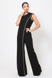 Primetime Looks-One-Shoulder Greek Pattern Jumpsuit in colors