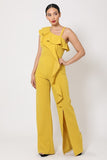 Primetime Looks-One Shoulder Ruffled Jumpsuit in colors