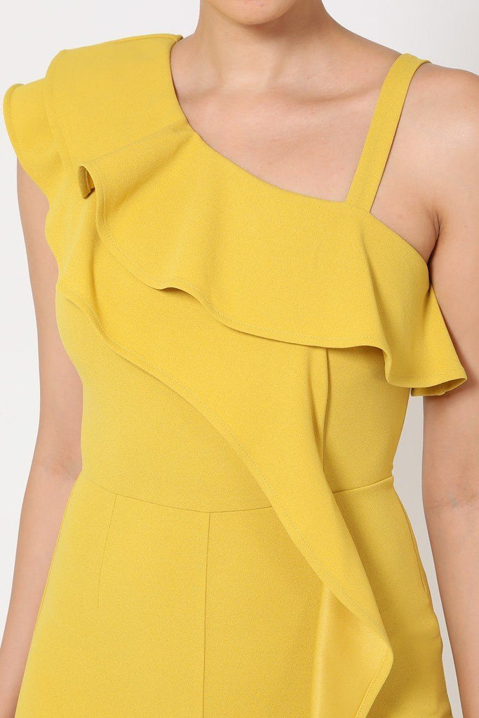 Primetime Looks-One Shoulder Ruffled Jumpsuit in colors