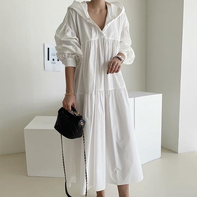 Oversize Hooded Midi Dress in colors