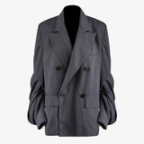 Primetime Looks-Oversize twisted-sleeve long blazer
