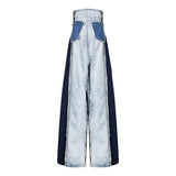 High-waist wide-leg denim pants