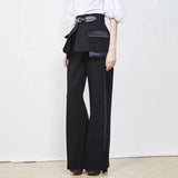 Wide leg belted pants