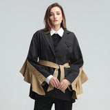 Patchwork belted blazer w ruffled back