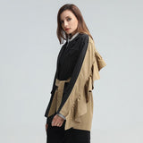 Patchwork belted blazer w ruffled back