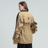 Patchwork belted blazer w ruffled back