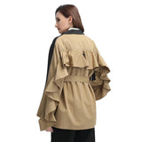 Patchwork belted blazer w ruffled back