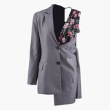 Primetime Looks-Patchwork classic blazer in gray