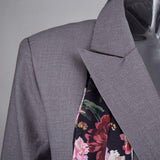 Primetime Looks-Patchwork classic blazer in gray