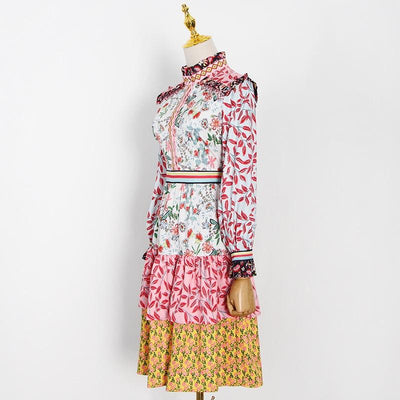 Patchwork Floral Bohemian Mini Dress