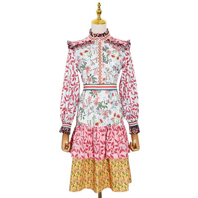 Patchwork Floral Bohemian Mini Dress