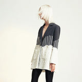 Primetime Looks-Patchwork knitted long blazer