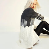 Primetime Looks-Patchwork knitted long blazer
