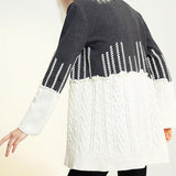 Primetime Looks-Patchwork knitted long blazer