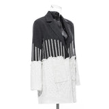 Primetime Looks-Patchwork knitted long blazer