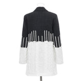 Primetime Looks-Patchwork knitted long blazer
