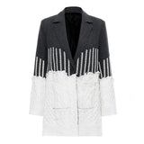 Primetime Looks-Patchwork knitted long blazer