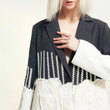 Primetime Looks-Patchwork knitted long blazer