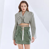Patchwork lapel short jacket in colors