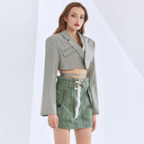 Patchwork lapel short jacket in colors