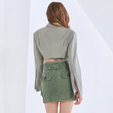 Patchwork lapel short jacket in colors
