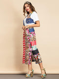 Patchwork Midi Skirt and Vest Top Set