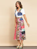 Patchwork Midi Skirt and Vest Top Set
