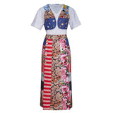 Patchwork Midi Skirt and Vest Top Set