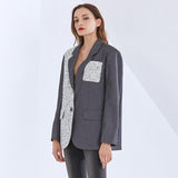 Patchwork oversize blazer in gray