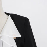 Patchwork ruffled long blazer