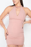 Pearl Trim mini Dress in powder pink