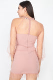 Pearl Trim mini Dress in powder pink