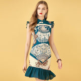 PEARLY Mermaid Floral Beading Mini Dress