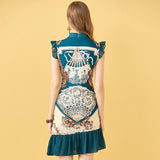 PEARLY Mermaid Floral Beading Mini Dress