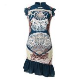 PEARLY Mermaid Floral Beading Mini Dress