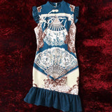 PEARLY Mermaid Floral Beading Mini Dress