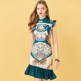 PEARLY Mermaid Floral Beading Mini Dress