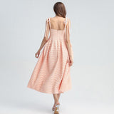 PEARLY PEACH beaded asymmetric maxi dress