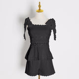 Primetime Looks-Peplum top and shorts holiday set in colors