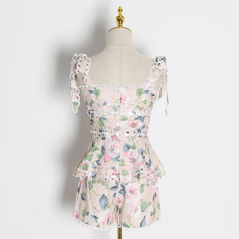 Primetime Looks-Peplum top and shorts holiday set in colors