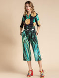 Primetime Looks-Pineapple print shirt & belted pants set