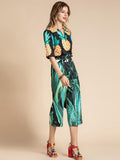Primetime Looks-Pineapple print shirt & belted pants set