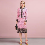 Primetime Looks-Pink leopard skirt suit