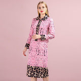 Primetime Looks-Pink leopard skirt suit