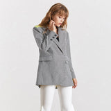 Primetime Looks-Plaid classic blazer with pockets